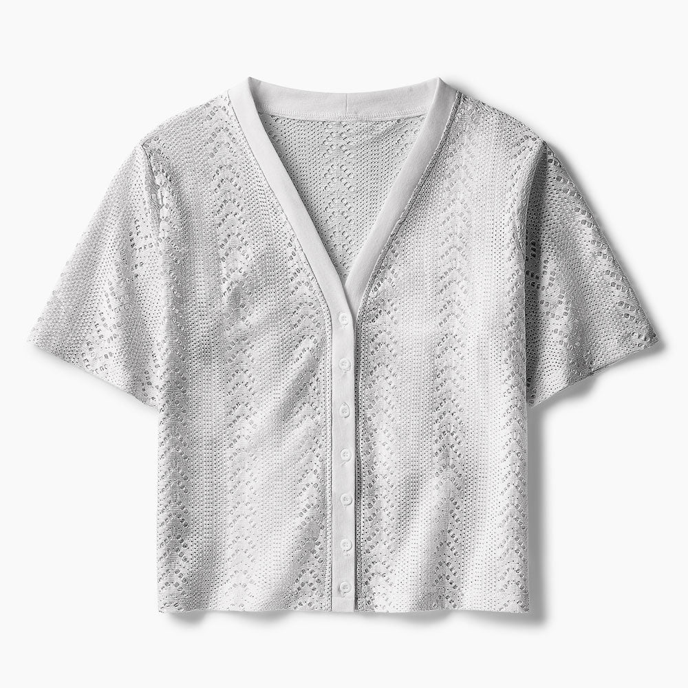Gentle White Christian Crochet Button Down Cardigan