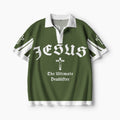 Jesus The Ultimate Deadlifter Christian Athleisure Crochet Polo Shirt