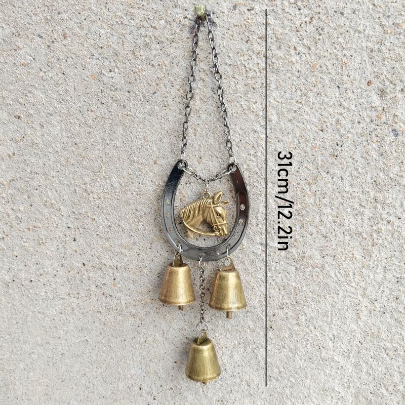 Lucky Metal Horse Hoof Wind Chime with Decorative Chain