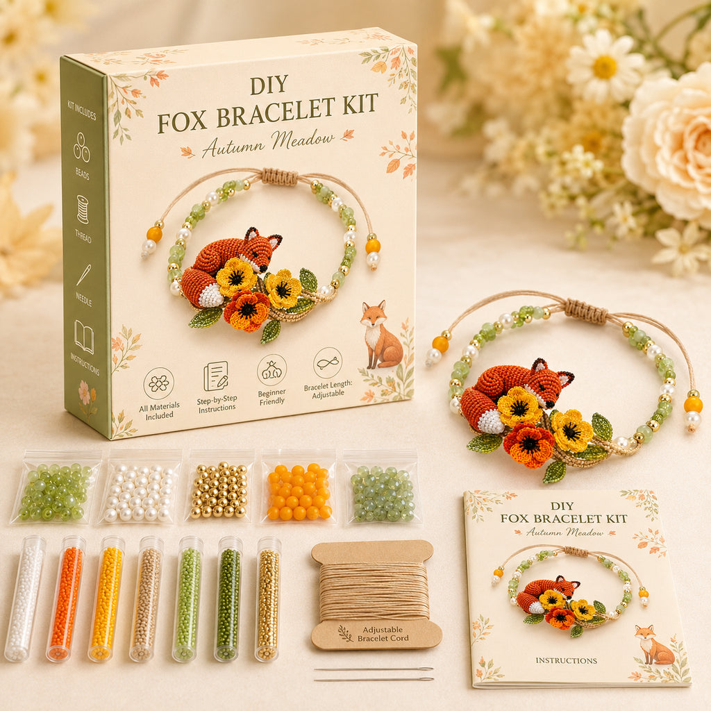 DIY Beaded Nature Bracelet Kit Bird, Fox & Butterfly Bracelet Making Kit