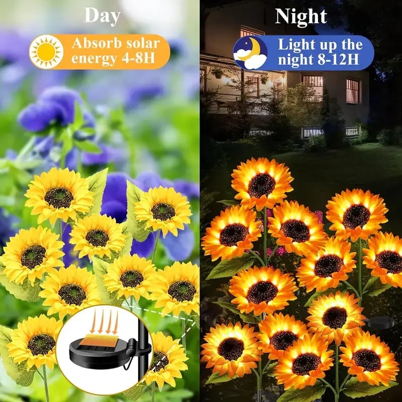 🌻 65K+ SOLD! 2026 UPGRADED Solar Sunflowers – Hyper-Realistic Petals, Stunning Shadow Projections & Dusk-to-Dawn Garden Mag