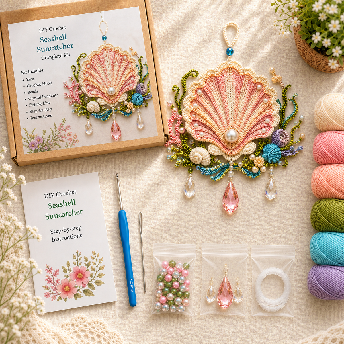 🌊 Ocean Treasures DIY Crochet Suncatcher Kit