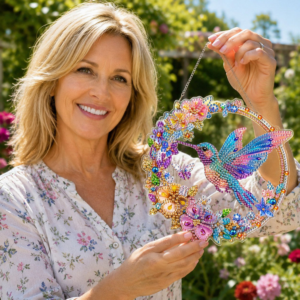 ☀️LAST DAY 70% OFF🌈 - Hummingbird Diamond Art Hanging Ornament Kit
