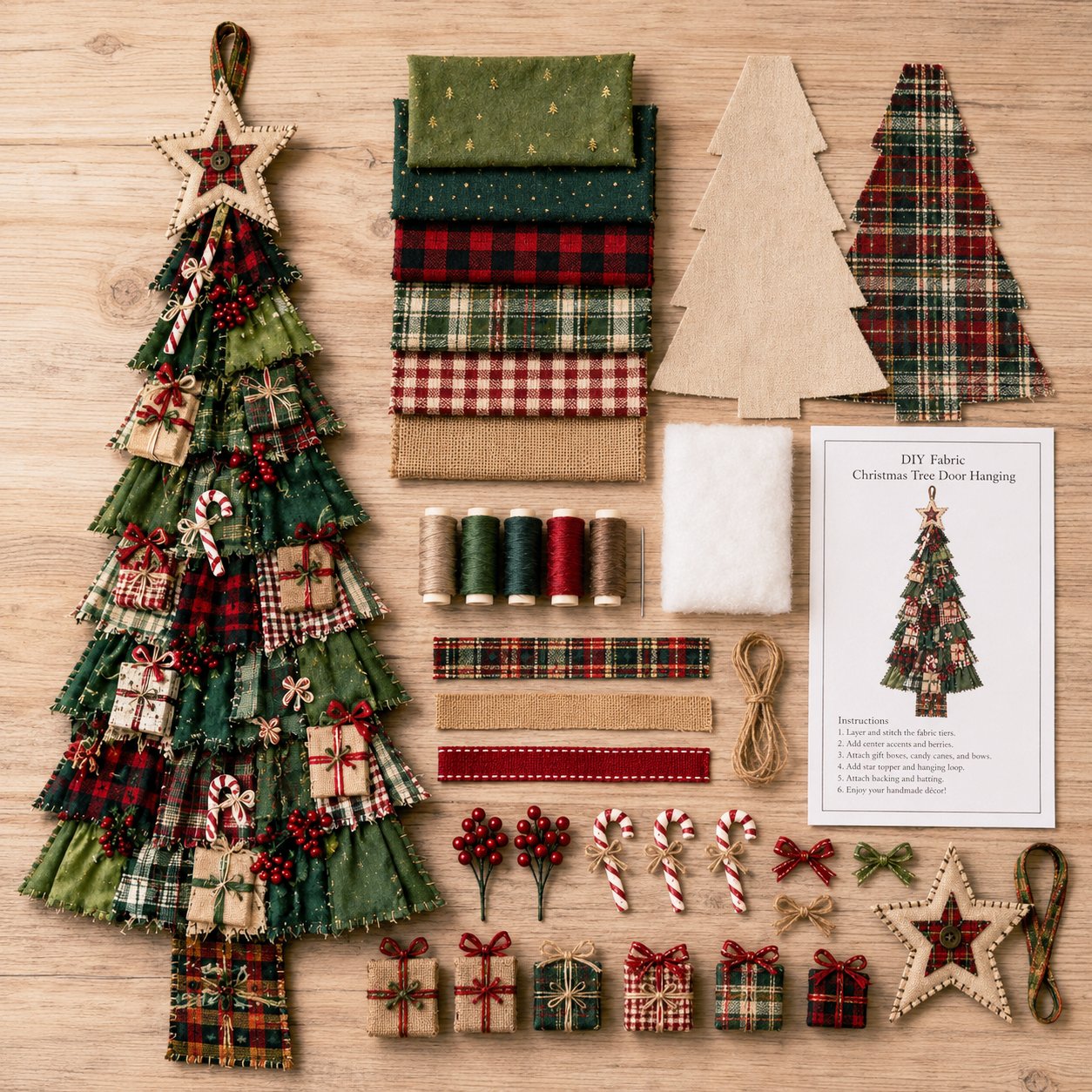 Beginner-Friendly DIY Oversized Patchwork Christmas Tree Door Hanging Kit | Complete Kit with All Tools & Step-by-Step Guide Included
