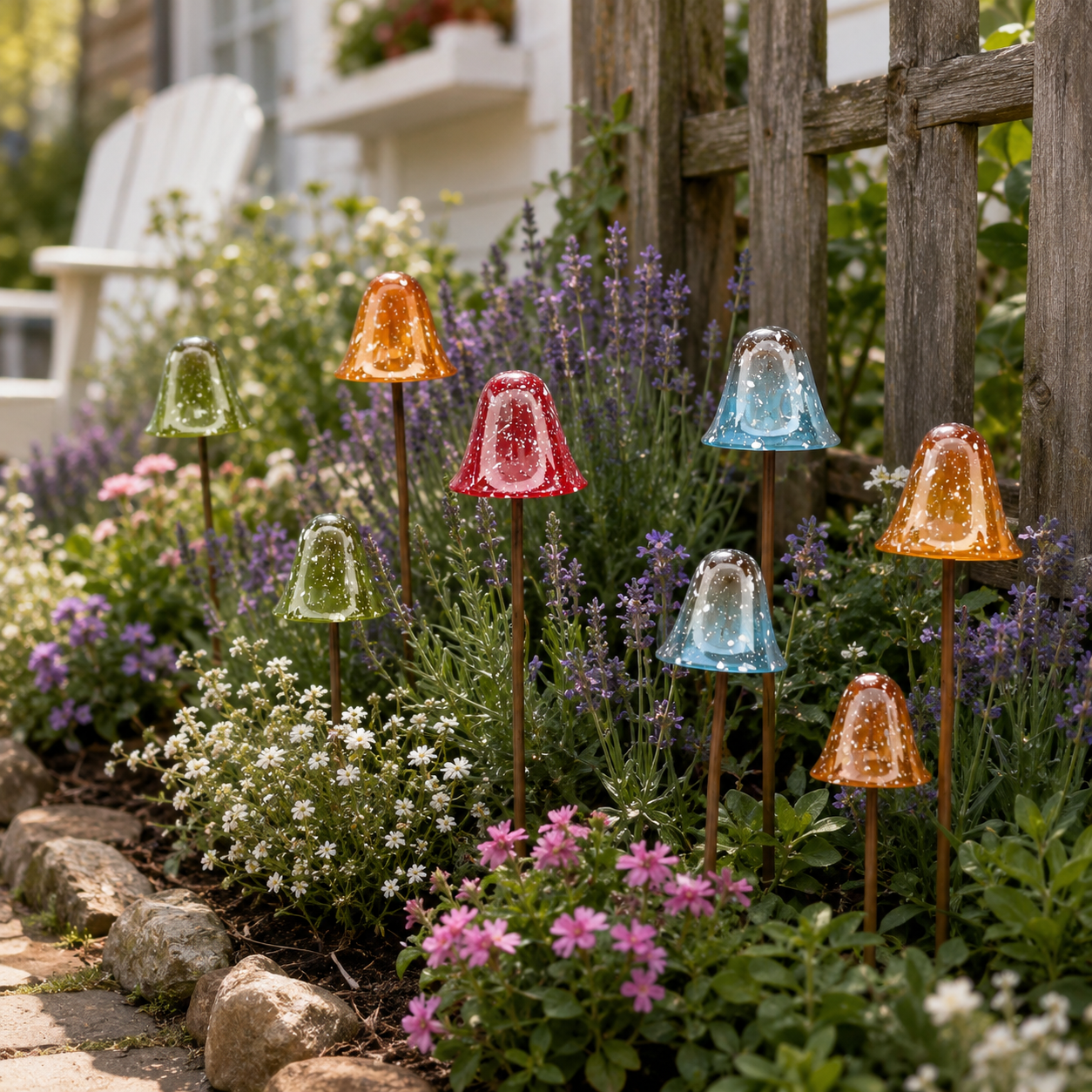 2-Piece Speckled Mushroom Garden Stakes