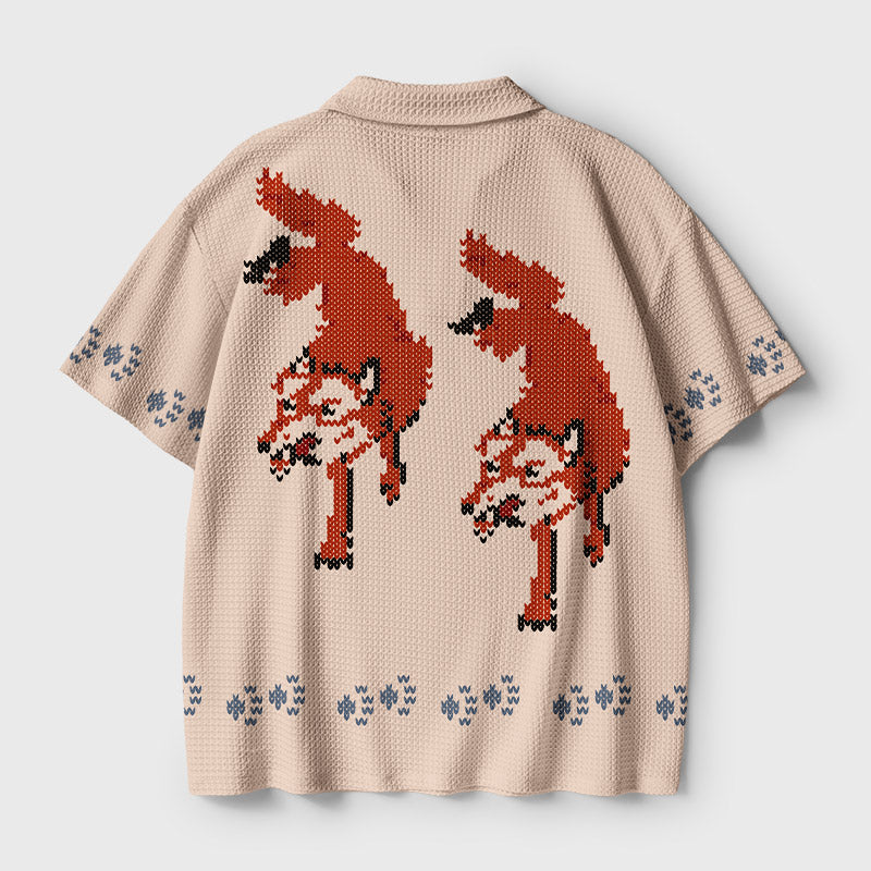 Space Rescue Fox Geek Crochet Polo Shirt