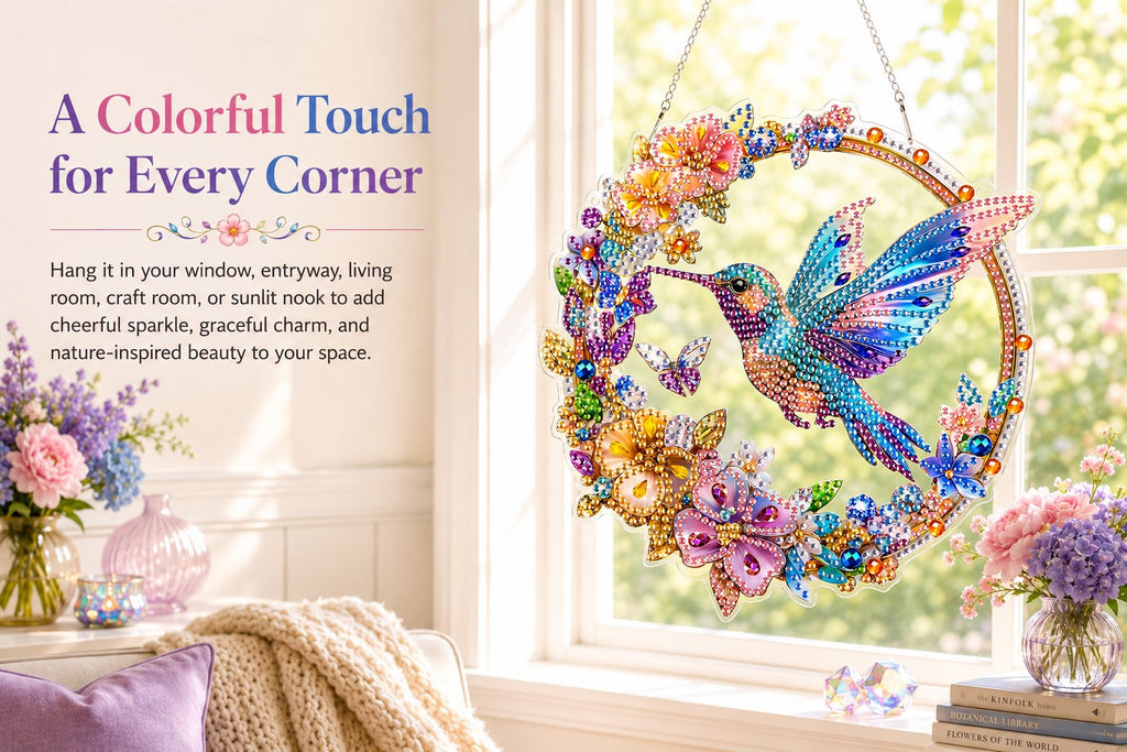 ☀️LAST DAY 70% OFF🌈 - Hummingbird Diamond Art Hanging Ornament Kit