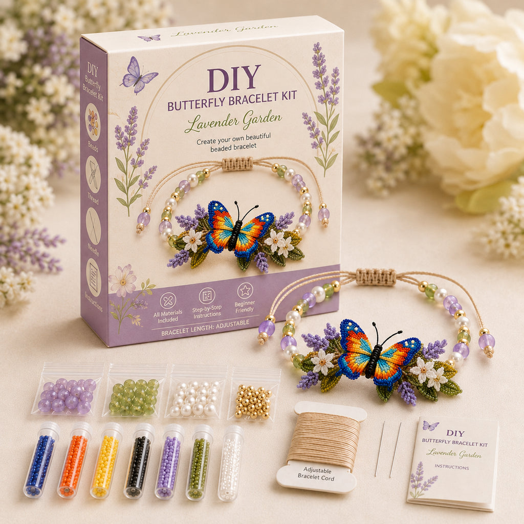 DIY Beaded Nature Bracelet Kit Bird, Fox & Butterfly Bracelet Making Kit