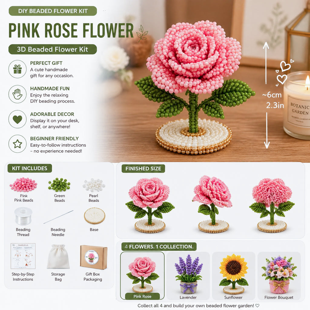 🧵✨ 3D Beaded Floral Garden DIY Kit 🌸