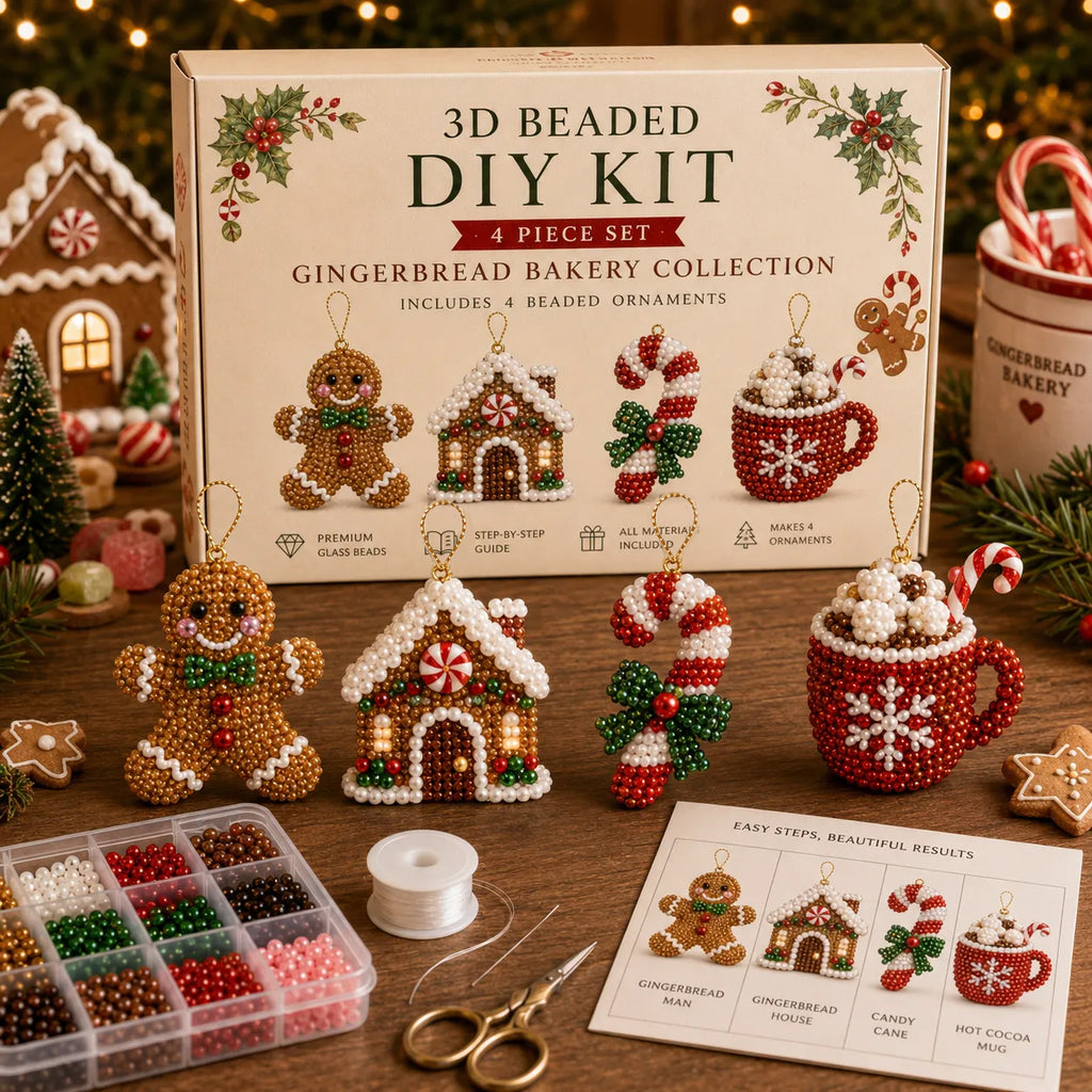 🧘 Relaxing & Beginner-Friendly-💎4-Piece 3D Beaded Christmas Ornament DIY Kit (❤As Seen in the Video)