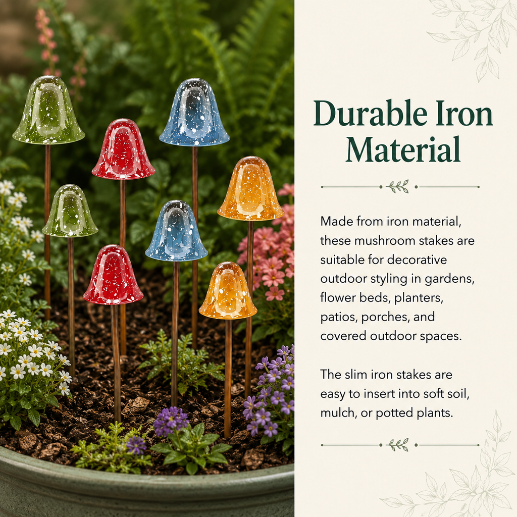 2-Piece Speckled Mushroom Garden Stakes