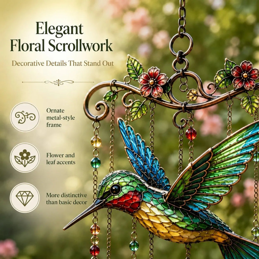 🐦Elegant Hummingbird Garden Wind Chime Suncatcher
