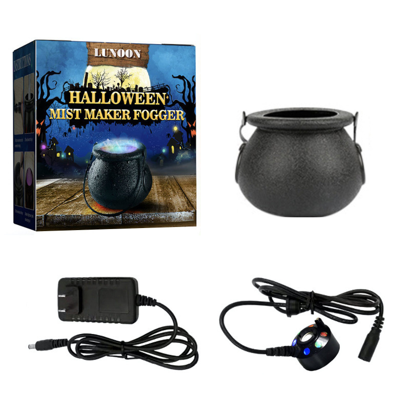 ✨Halloween Witch Pot Cauldron 12 Color Changing Mist Maker Smoke Fog Machine Party Prop