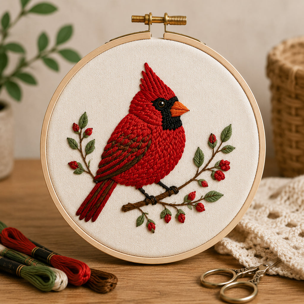 🧵✨ Bird Embroidery DIY Kit – 3D Handmade Wall Art Set