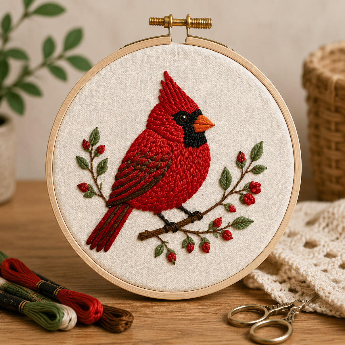 🧵✨ Bird Embroidery DIY Kit – 3D Handmade Wall Art Set