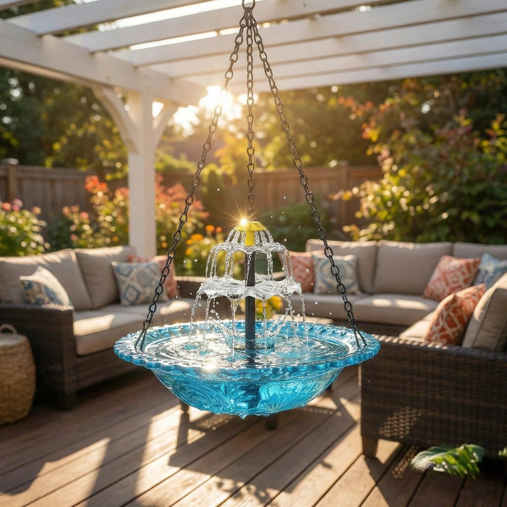 🔥Limited 60% OFF🔥-🐦💧Solar Cascade Hanging Bird Bath Fountain&Buy 2 Free Shipping🎁