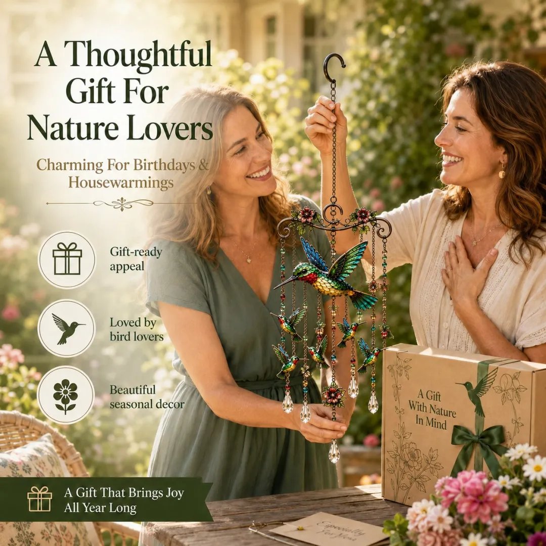 🐦Elegant Hummingbird Garden Wind Chime Suncatcher