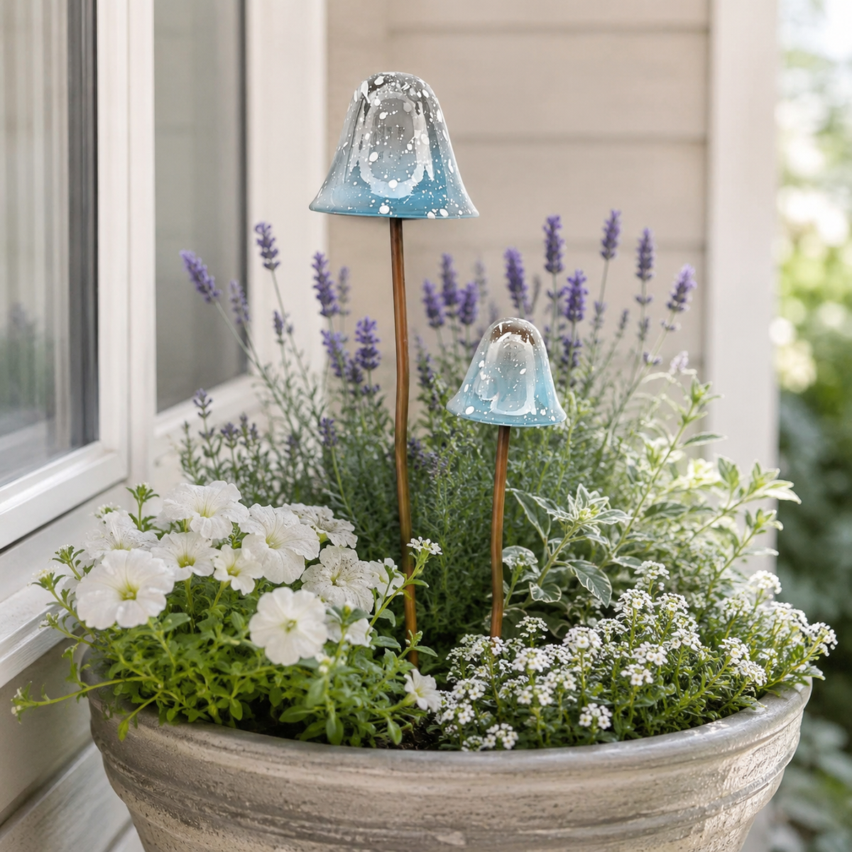 2-Piece Speckled Mushroom Garden Stakes