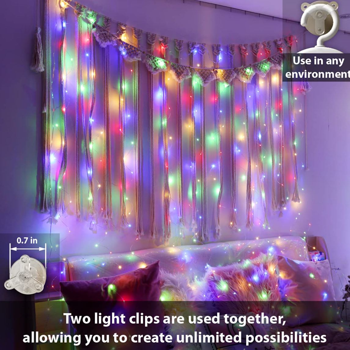 10FT/20FT Christmas Curtain Fairy Lights with Remote Control