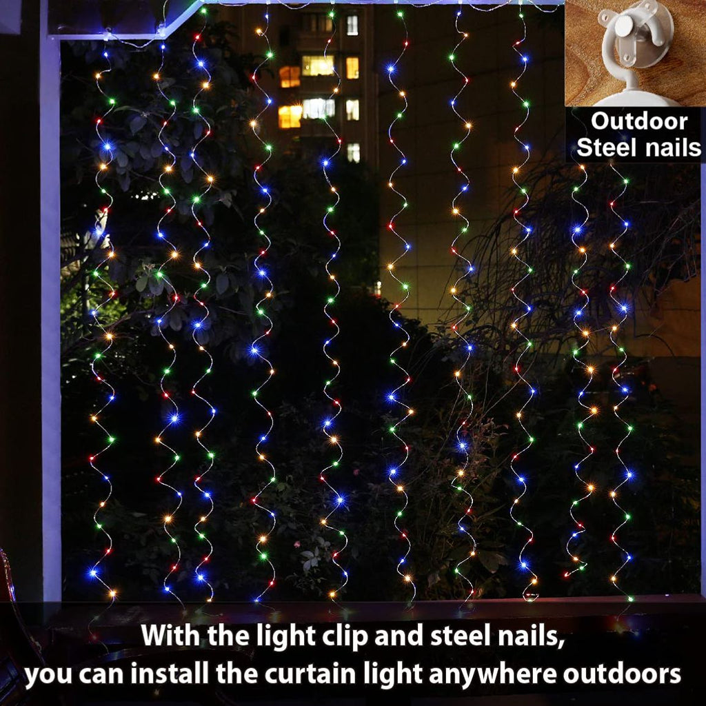 10FT/20FT Christmas Curtain Fairy Lights with Remote Control