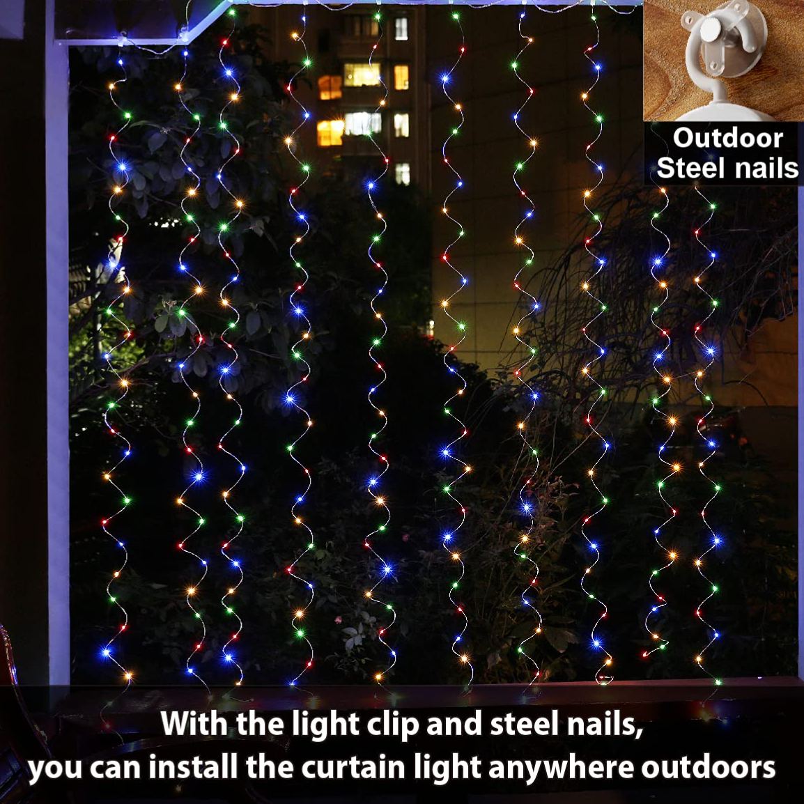 10FT/20FT Christmas Curtain Fairy Lights with Remote Control