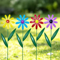 Set of 4 Metal Flower Garden Stakes