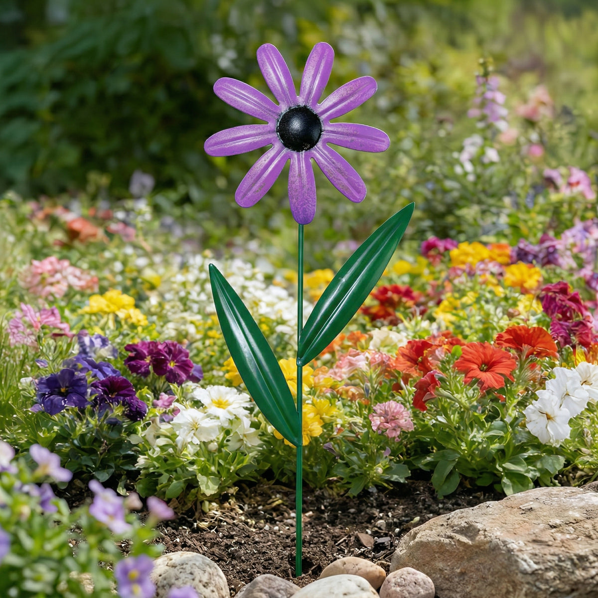 Set of 4 Metal Flower Garden Stakes